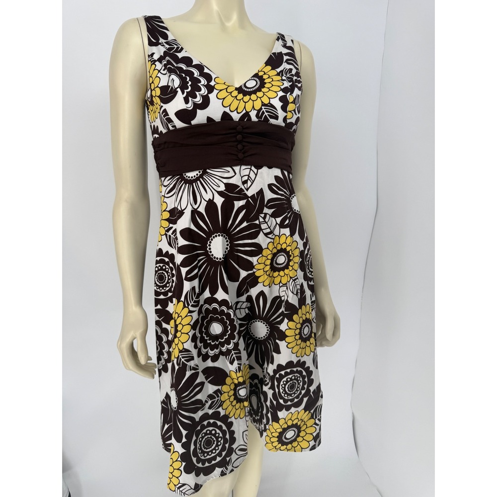 Y2K B. Smart Cotton Fit & Flare Empire Waist Dress Women's 6 V-Neck Summer